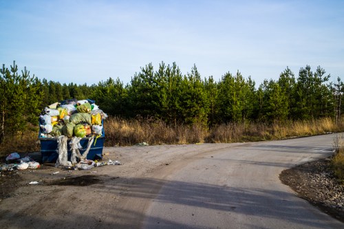 Green waste bags and hedge trimmings ready for removal